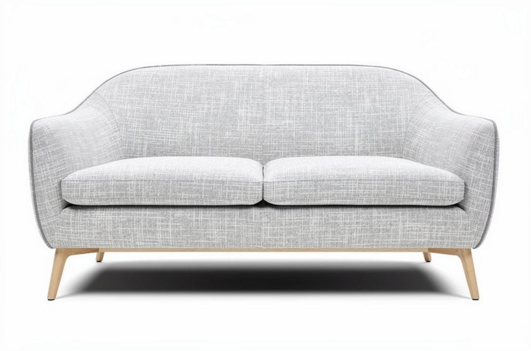 Canapé en tissu gris clair avec pieds en bois 180 x 80 x 75cm