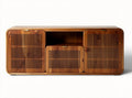 Meuble de rangement en bois avec design à lamelles dimensions 120 x 40 x 50cm