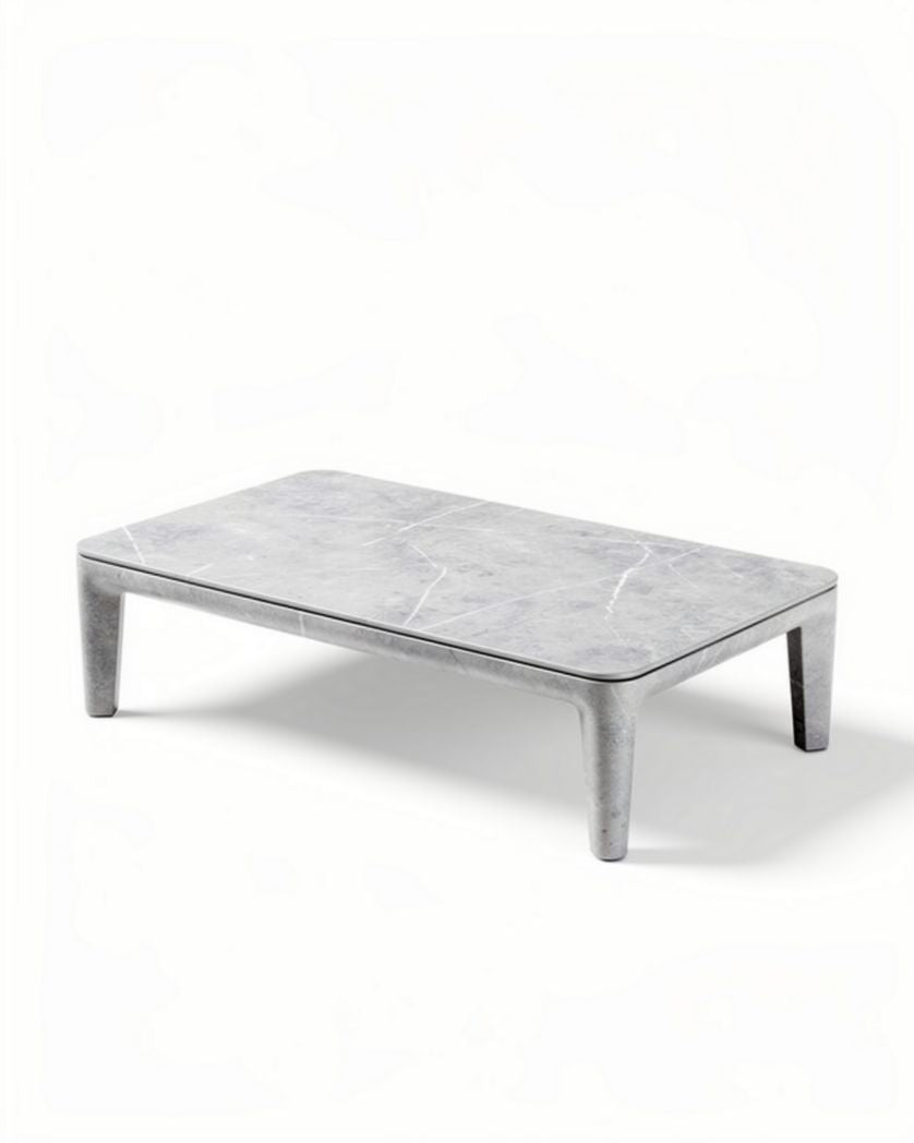 Table basse en marbre gris 120 x 60 x 35cm pour intérieur moderne