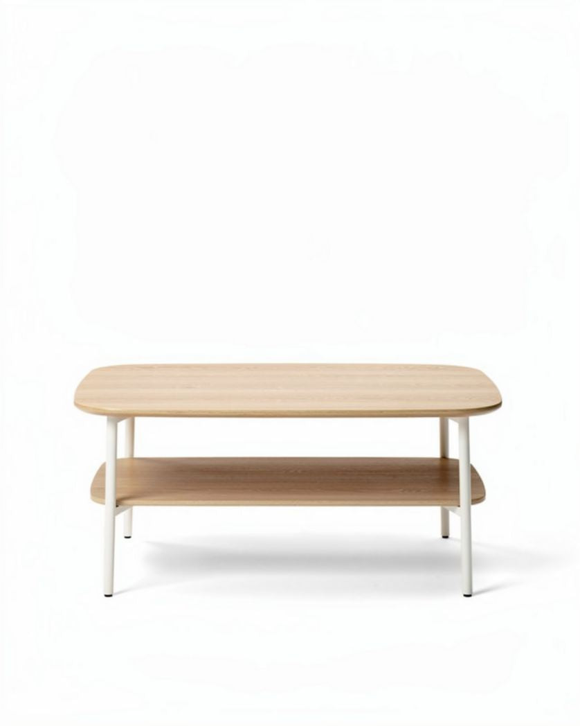 Table basse en bois clair avec étagère inférieure 120 x 60 x 45cm