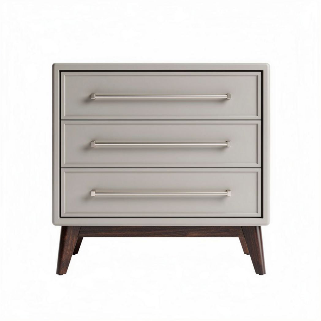 Commode en bois avec trois tiroirs finition grise 55 x 40 x 80cm