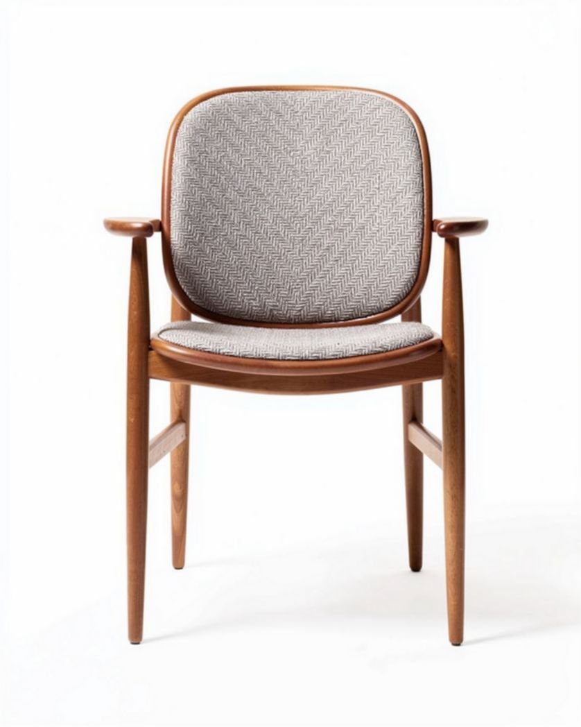 Chaise en bois avec coussin en tissu gris 50 x 55 x 80cm