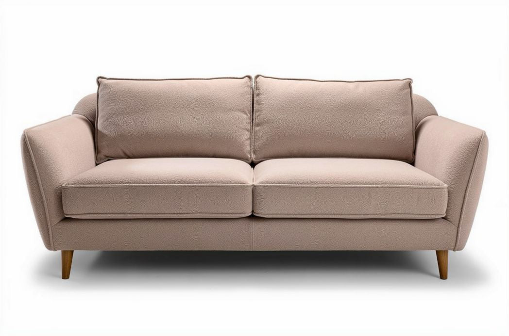 Canapé moderne en tissu beige avec pieds en bois 200 x 80 x 85cm